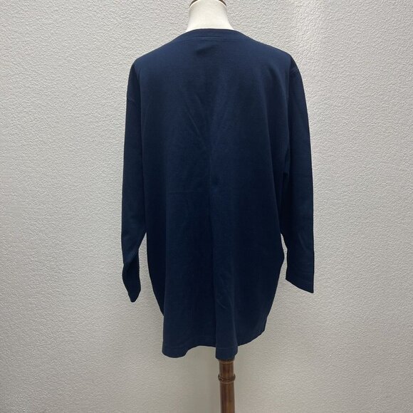 Andrea Jovine Womens Plus 1X Open Front Cardigan Navy Blue Lightweight Stretch - Picture 2 of 8